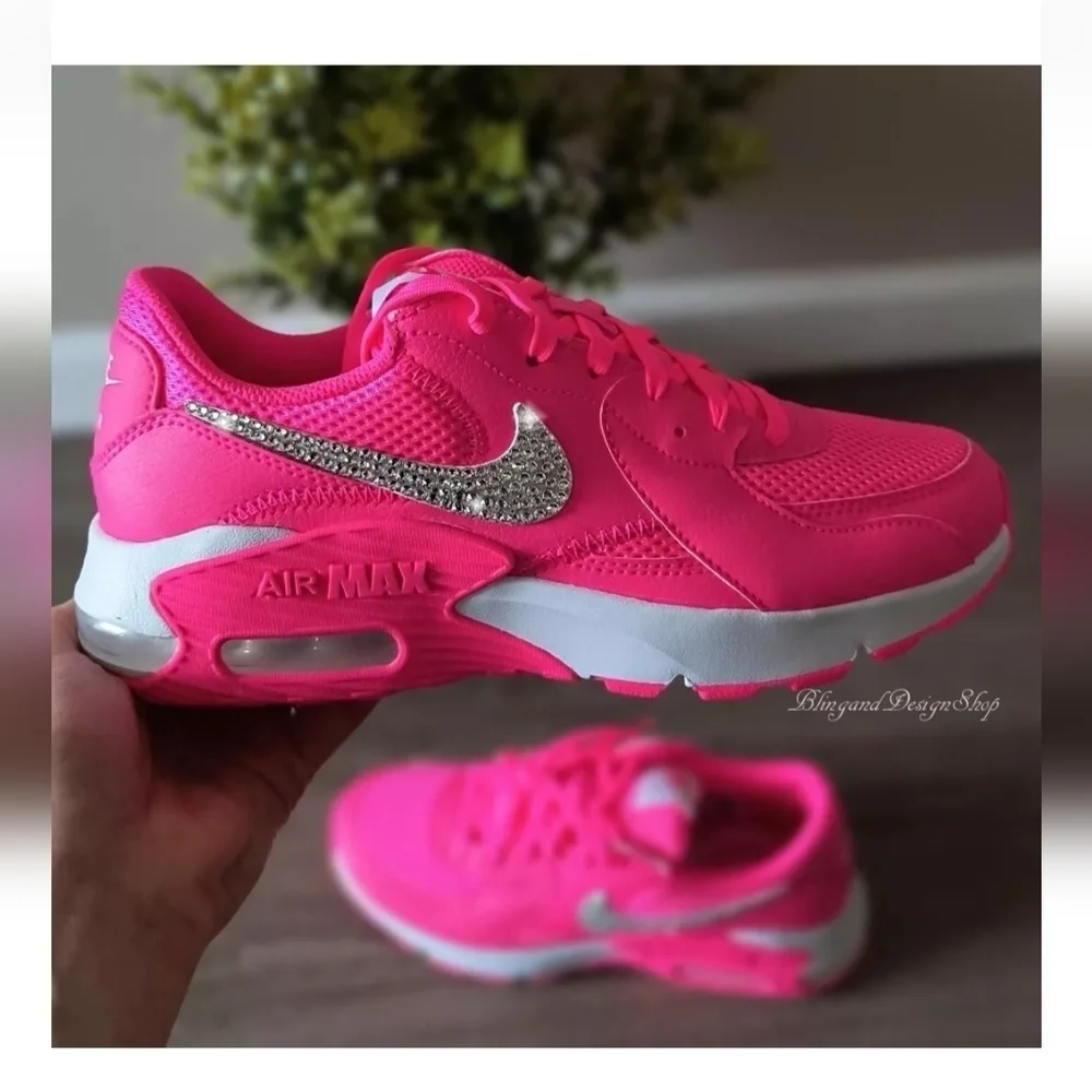Nike Air Max Excee Womens Pink Sneakers Shoes Made with Swarovski Crystals